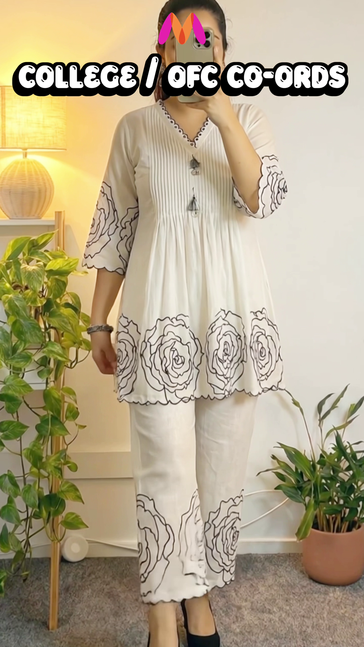 Elegant Ivory Embroidered Co-Ord Set for Women 🤍❤️ | Premium Ethnic Fusion Top & Palazzo Set | XXS–XXL Available