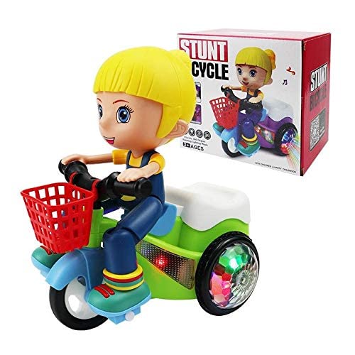 🚲 Kids Musical Tricycle Toy with LED Lights | Battery Operated Cartoon Girl Ride-On Trike | Bump & Go Action Toy | Multiple Colors & Designs