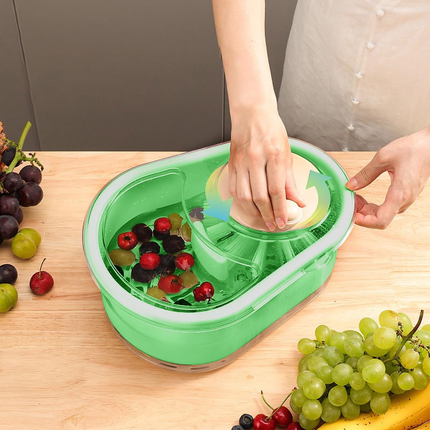 Foldable Fruit & Vegetable Washing Basket with Rotating Spinner Bowl