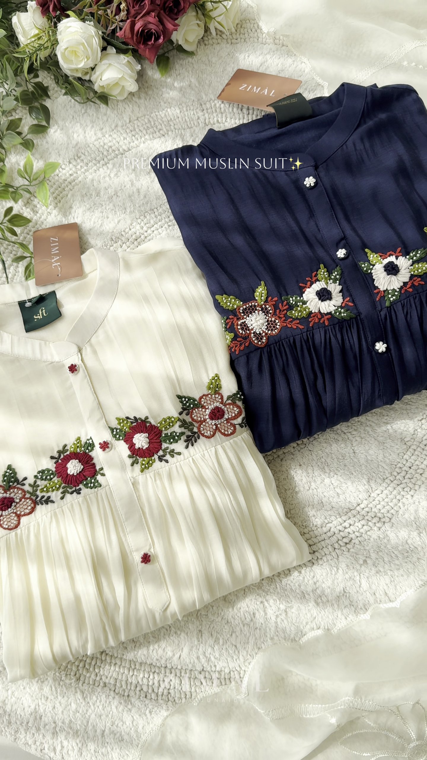 Premium Muslin Embroidered Kurta Set for Women 💫 | Elegant Floral Ethnic Suit | Soft Designer Party Wear | XXS–XXL Available