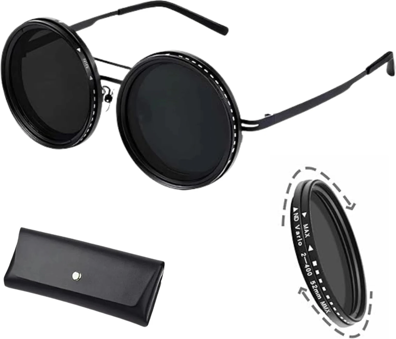 Unisex Round UV400 Polarized Retro Sunglasses with Metal Frame
