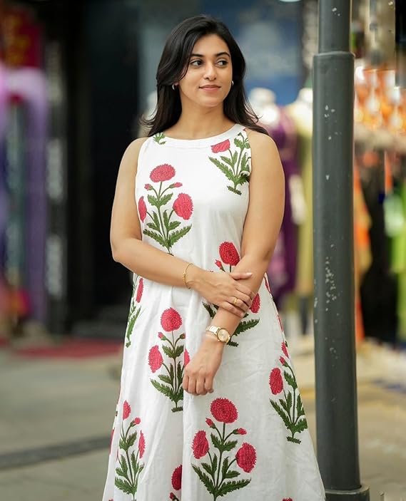 Women's Floral Cotton Maxi Dress