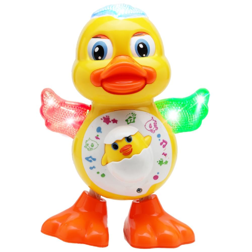 🦆 Dancing Duck Musical Toy with LED Lights | Singing, Walking & Wobbling Interactive Duck | Educational Battery Operated Toy for Kids | Multiple Colors