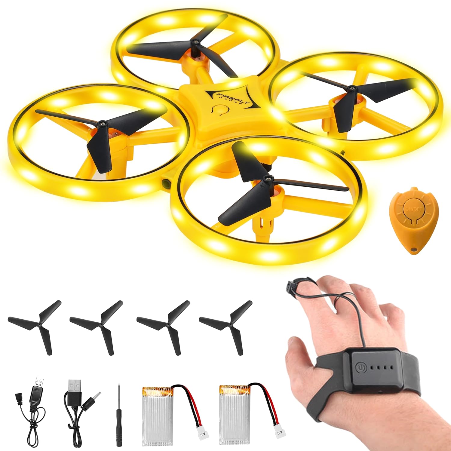 🚁 Gesture Control Mini Drone with LED Lights | Hand Sensor Flying Drone | USB Rechargeable Quadcopter for Kids & Beginners | Multiple Colors